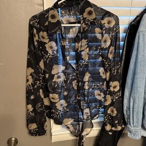 Floral Sheer Black Blouse